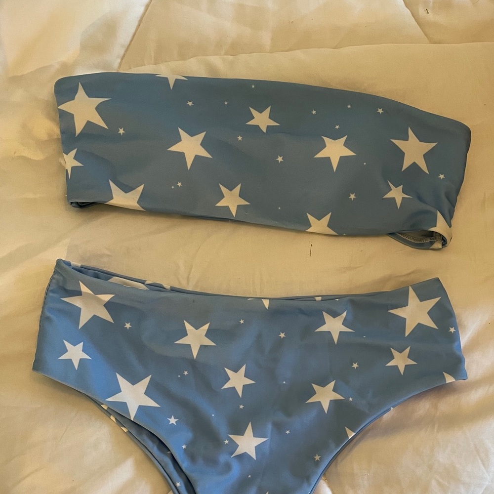 High Waisted Blue Star Bikini